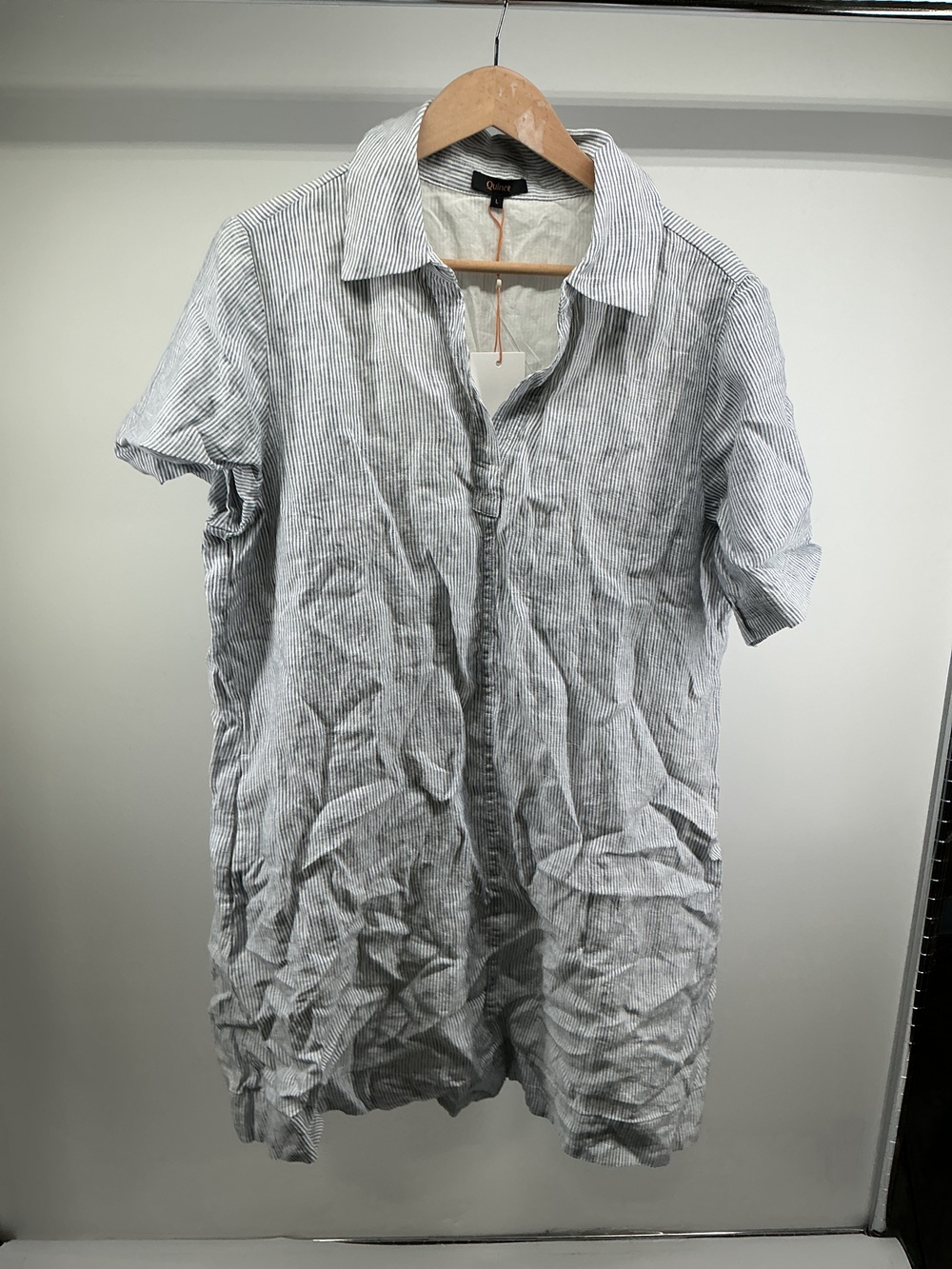 100% European Linen Popover Mini Dress